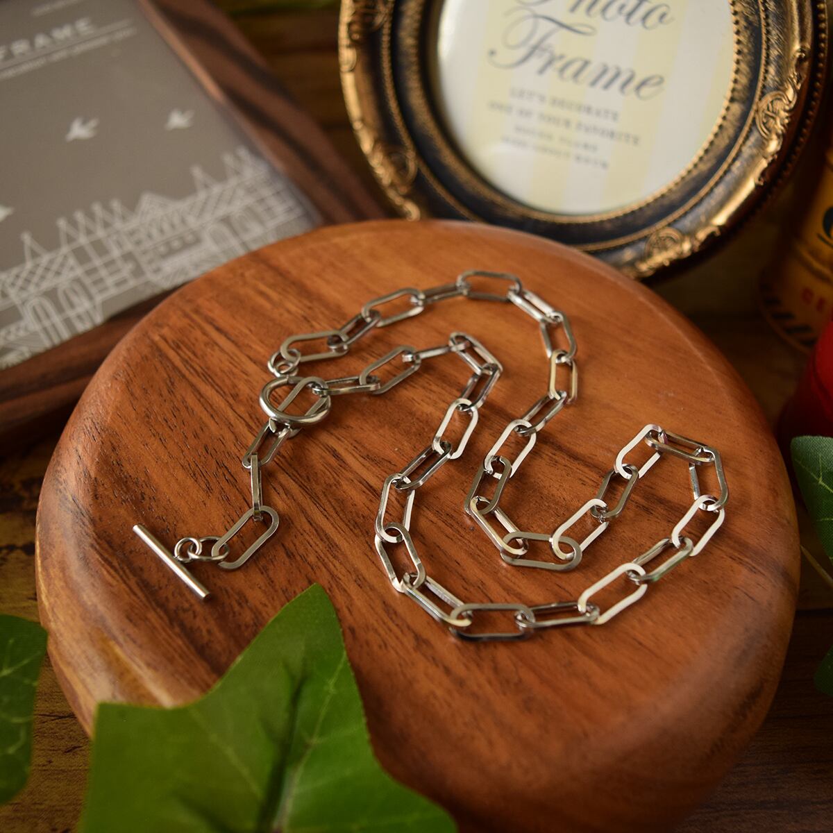 ステンレスシンプルペーパークリップマンテルチェーンネックレス