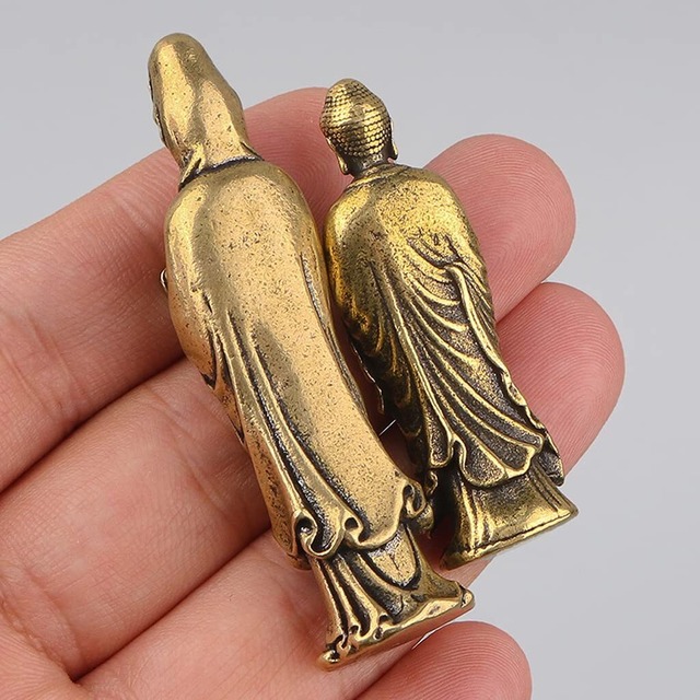 ミニチュア 仏像【菩薩像】観音像 ミニチュア 観世音菩薩 立像 真鍮 総高6cm 家 装飾 工芸品 仏教用品 観音菩薩 仏像 守り本尊 祈る 厄除け 風水