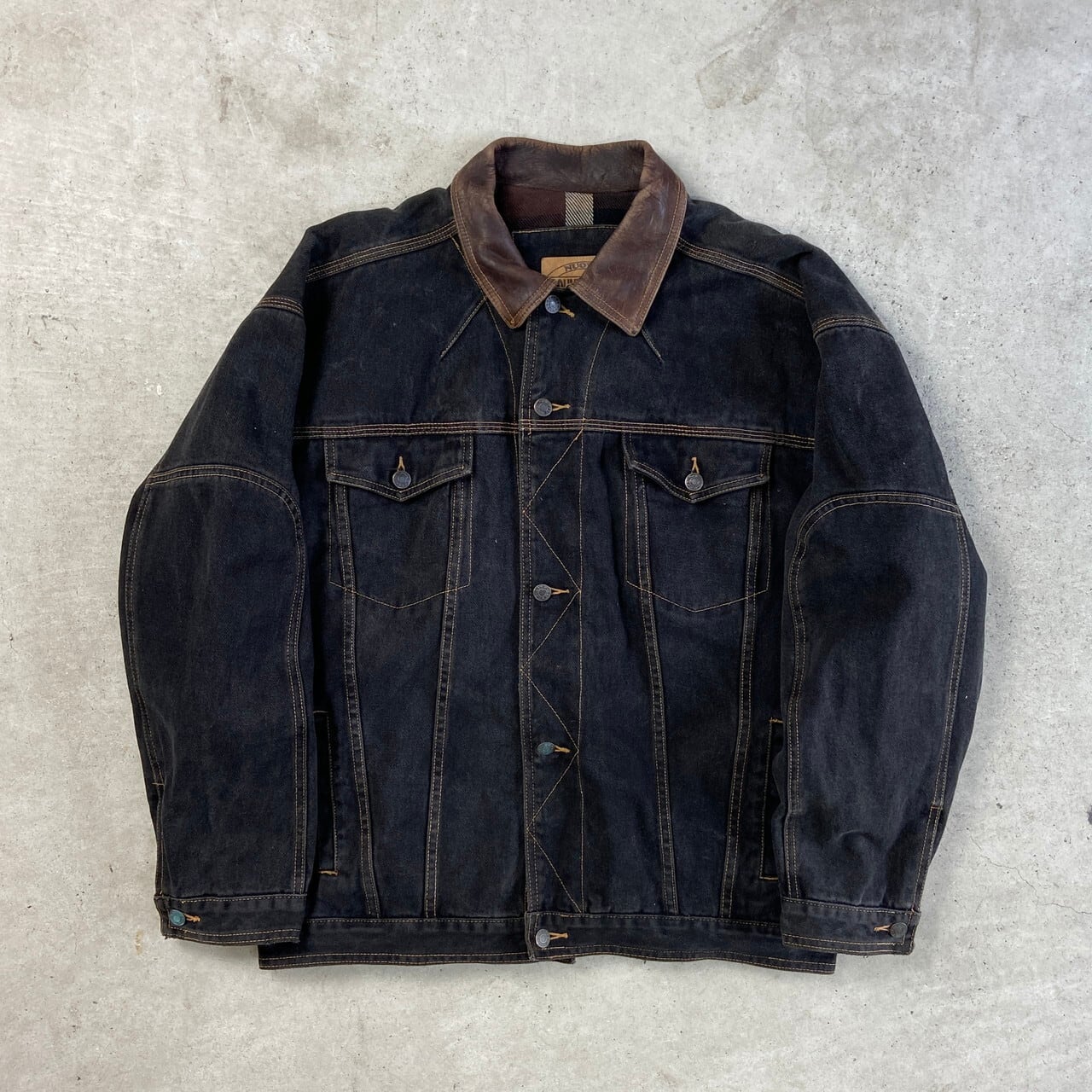 90年代 NUOVO COUNTY SEAT JEANSEWAR ブラックデニムジャケット レザー