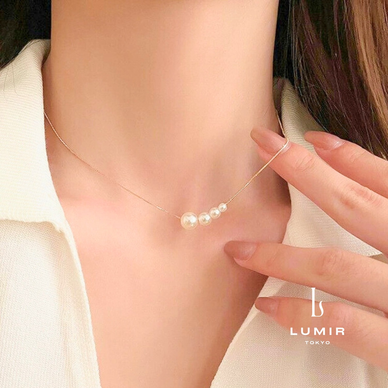 エアリーパールラインネックレス