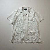 90s~ キューバシャツ　オープンカラー　開襟　半袖シャツ　ホワイト　M 古着