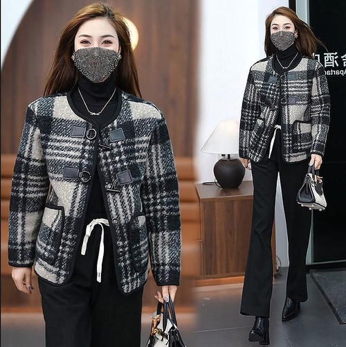 大きいサイズ チェック　コート　レディース 秋冬　ジャケット　新品 長袖
