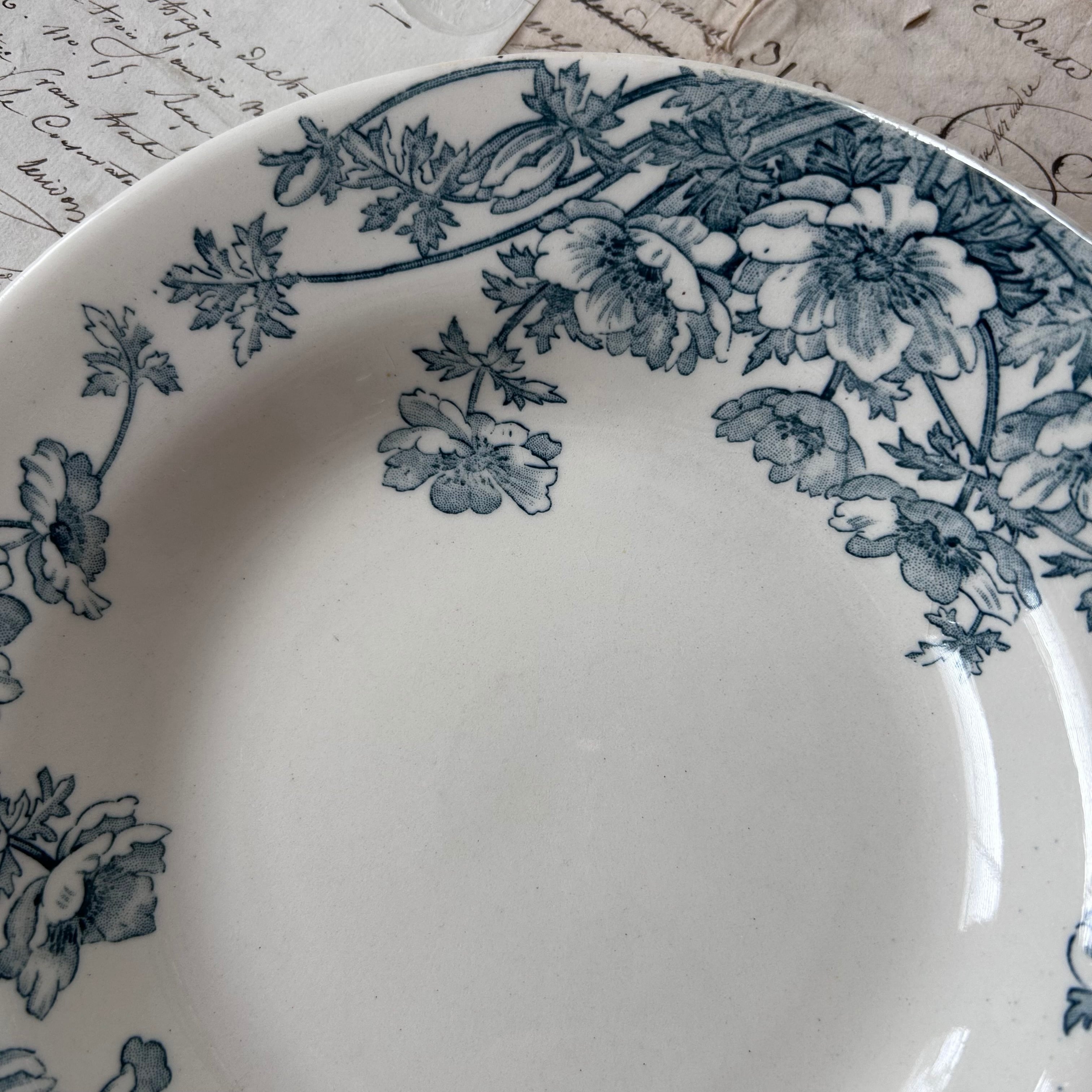 フランスアンティーク】 Gien （ジアン） ANEMONES 深皿 プレート A