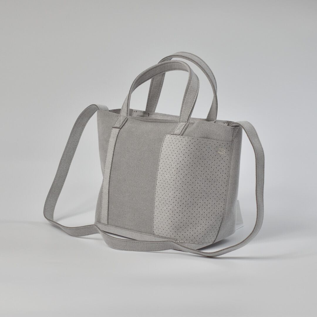 MNNG エムエヌエヌジー スタックトートミニ・ミックスグレイ 東レのウルトラスエードを使った「mononoguもののぐ」のセカンドライン