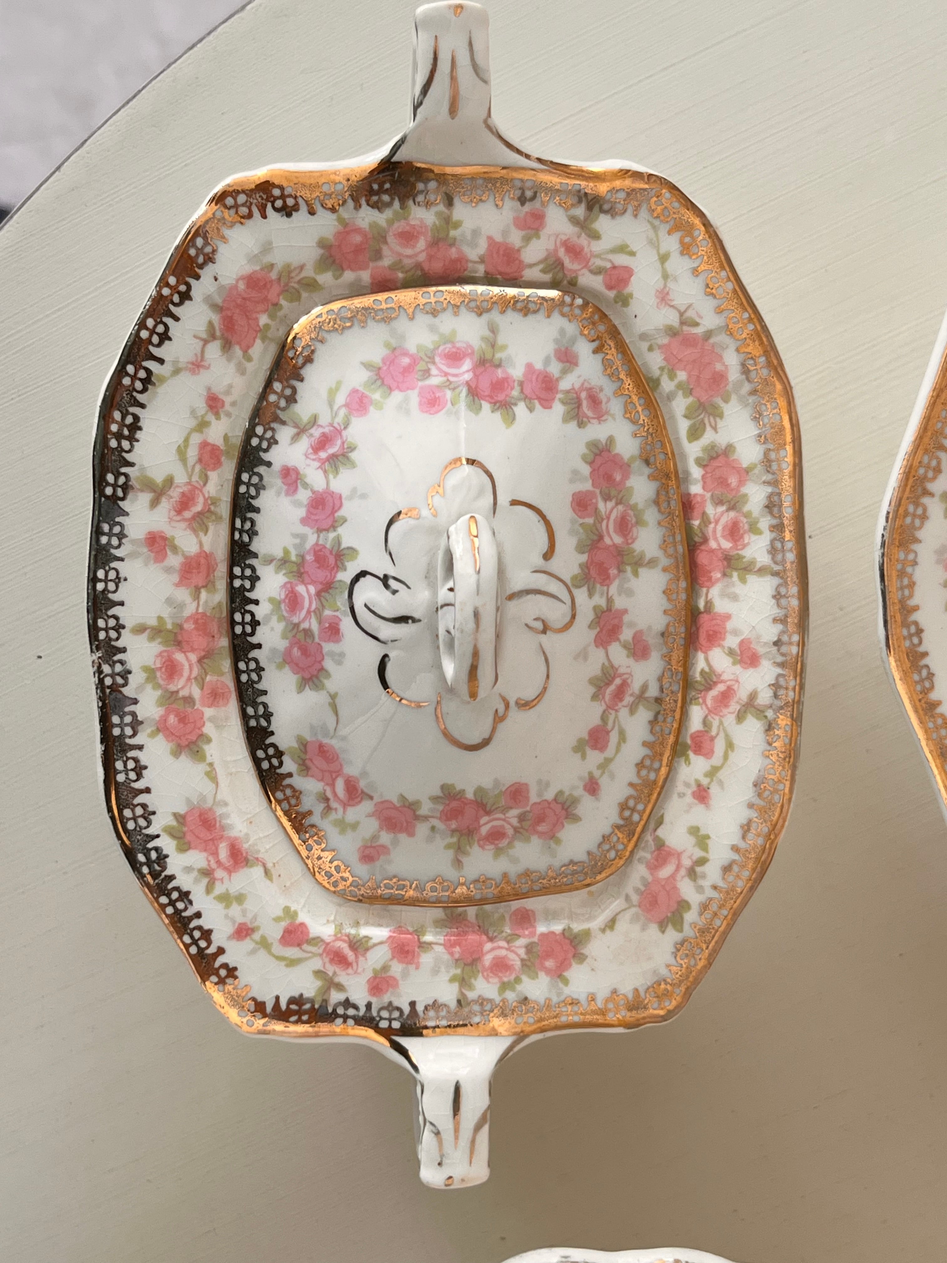 【アルフレッド・ミーキン】小さなピンクのフローラル　大・小ボウル&小物入れセット アルフレッド・ミーキン ピンクフローラル 大ボウル&小物入れセット