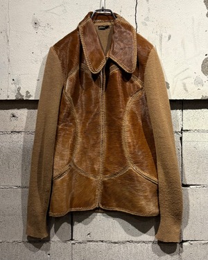【Caka otto】 70’s Special Unborn Calf Switching Vintage Zip Up Jacket