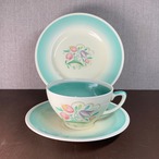 【ご予約分】スージークーパー「ドレスデンスプレイ トリオ(グリーン)」イギリス製 ヴィンテージ susie cooper E