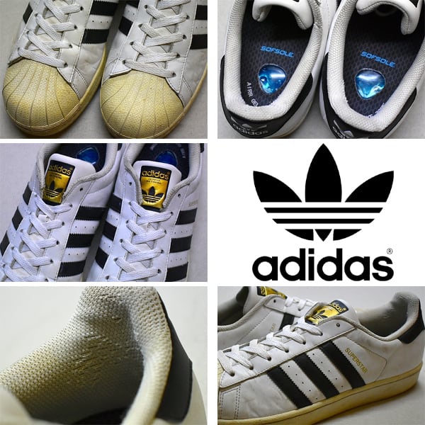 1点物◇アディダスadidasスーパースター白レザースニーカーUS古着