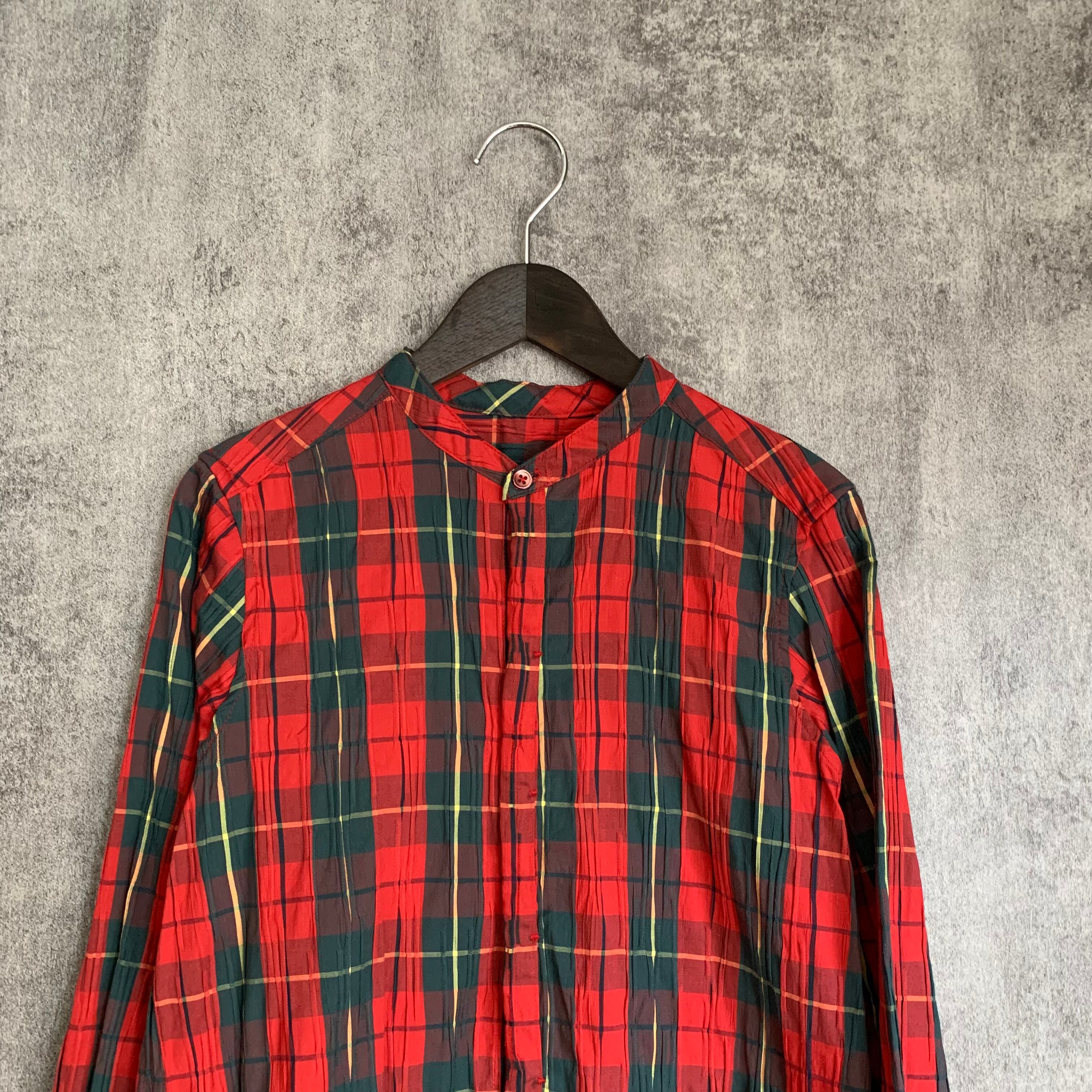 Sale 赤チェックのシャツワンピース Red check shirt dress | Kajiku
