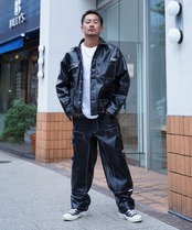 【#Re:room】FAKE LEATHER WIDE CARGO PANTS［REP243］