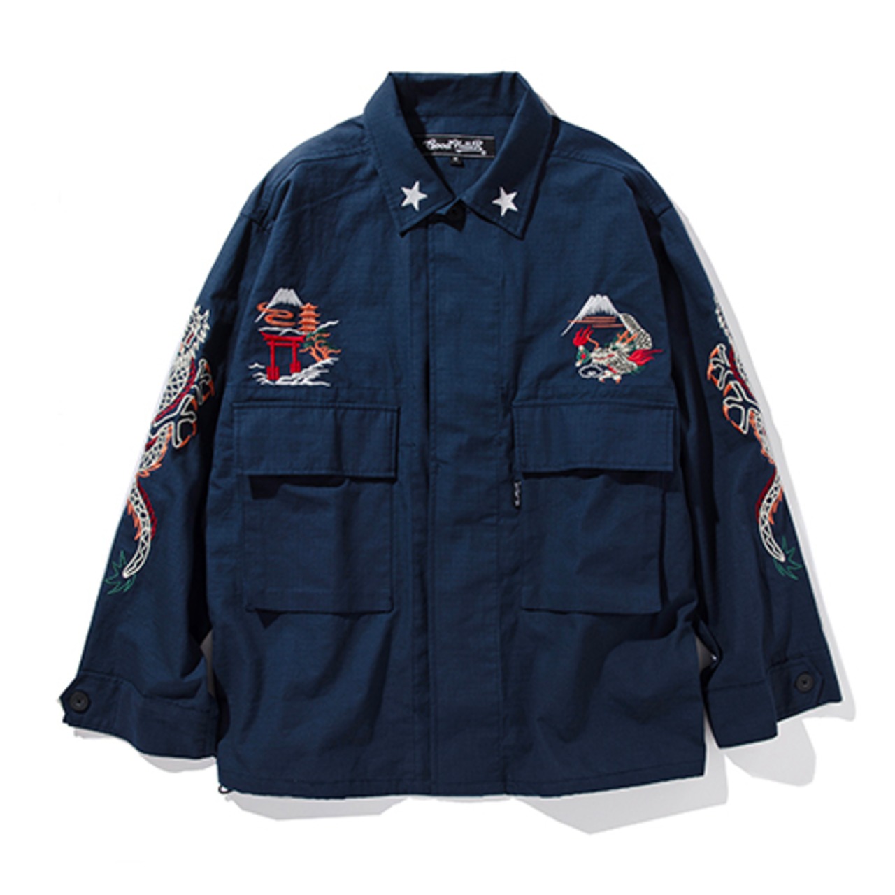 GOOD HELLER / KOR ARMY TYPE SOUVENIR JACKET DRAGON AND US EAGLE EMBROIDERIES /  GH-25AW001 / NAVY - 6