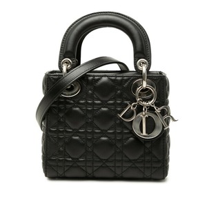 ディオール カナージュ レディディオール ミニ ハンドバッグ ショルダーバッグ 2WAY ブラック ラムスキン レディース Dior 【中古】