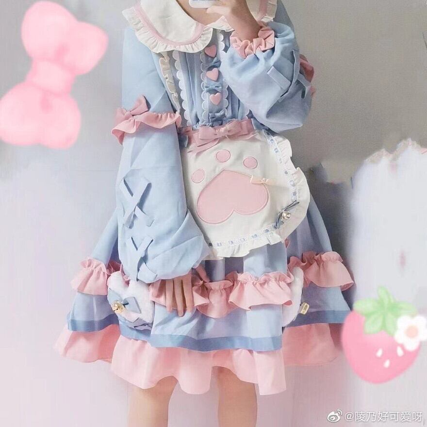ゆめかわ ワンピース メイド服 エプロン リボン メルヘン ガーリー 甘