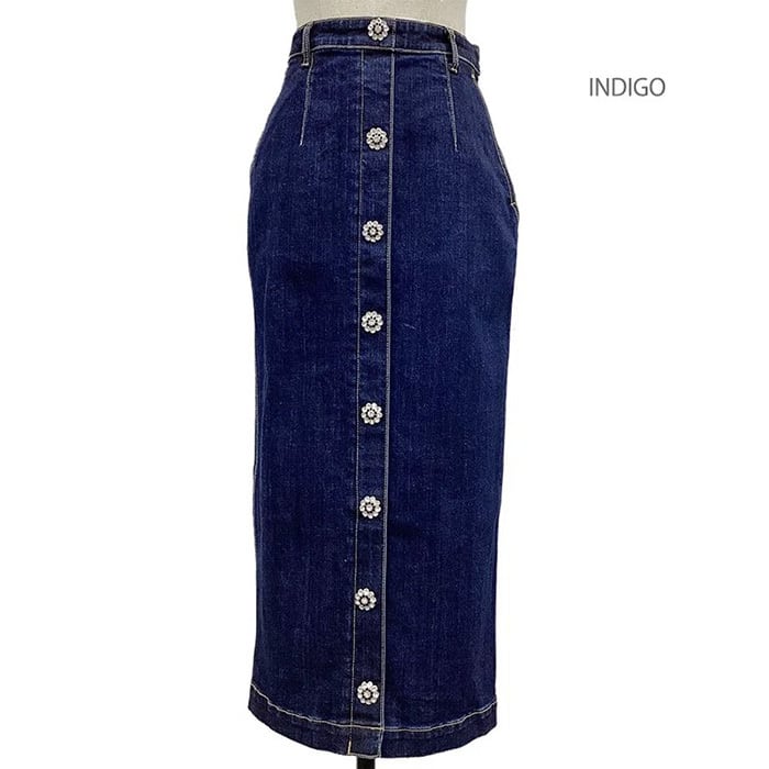Adonisis クリスタルボタンストレッチデニムSK レディース 24秋冬 