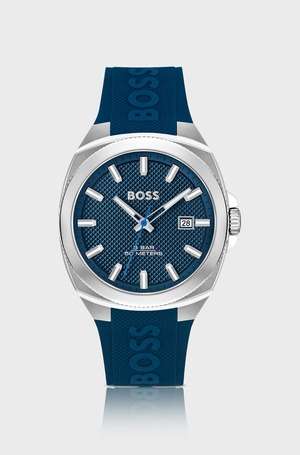 【BOSS】シリコンロゴストラップ ウォッチ ブルーギロッシュダイヤル　WALKER - 58137094
