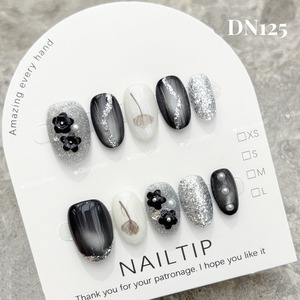 DN125 ネイルチップ　ハンドメイド 長さ選べる　写真はショートオーバル 　サイズXS/S/M/L　ツールキット付き　収納ケースあり　