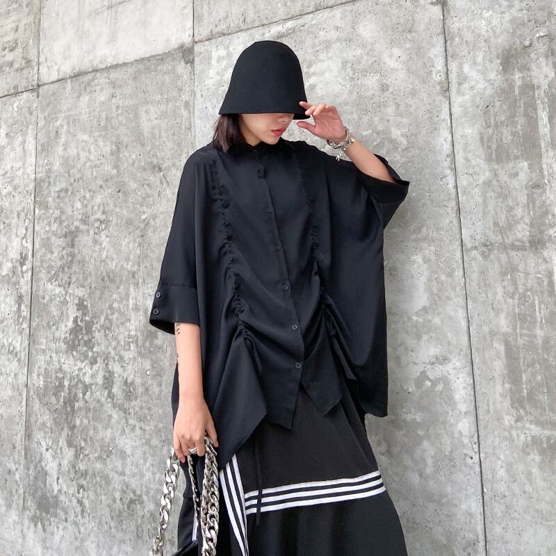 シフォンシャツ スタンダードスプリングサマープリーツトップス レトロ 大きめサイズ 春物 夏物 ラブタオタオダレンハウス4275097358