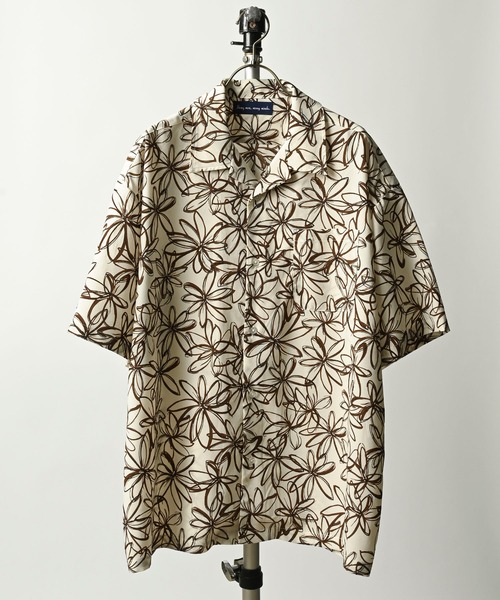 many men many mind flower print open collar shirt (IVO) M2415043