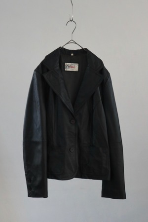 Euro black leather tailored jacket