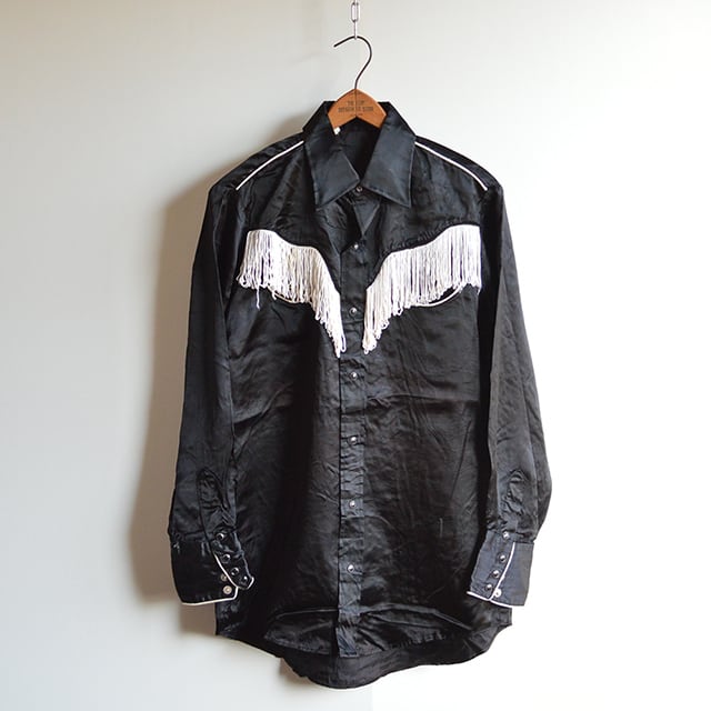 60s 黒サテン フリンジ付きウエスタンシャツ USA製 | NY OLDIES