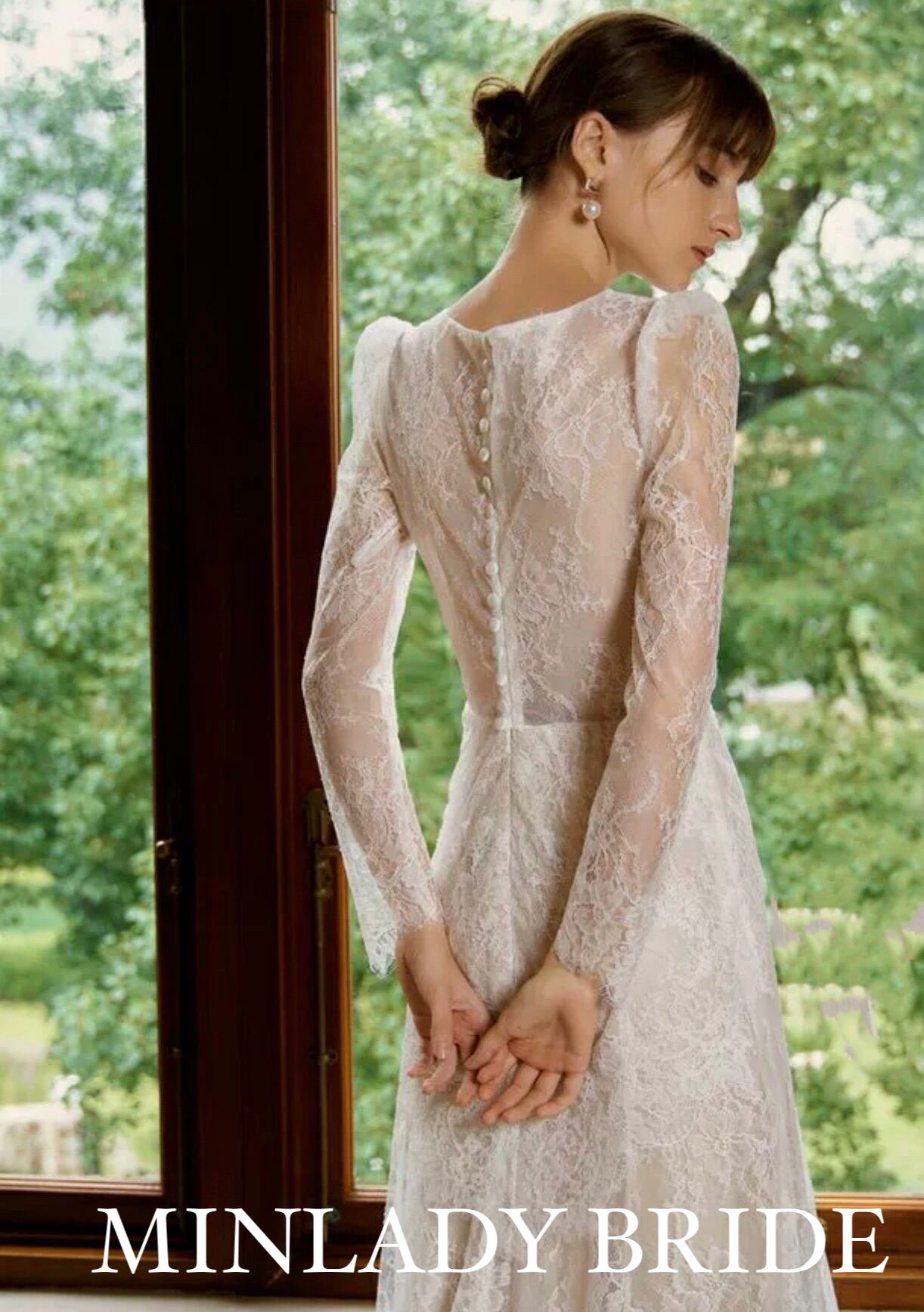 ウェディングドレス Aライン 総レース 美品 総レース Aライン ウェディングドレス | MINLADY BRIDE