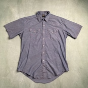 80s USA製 ウエスタンシャツ シャンブレー 半袖シャツ ブルー 古着