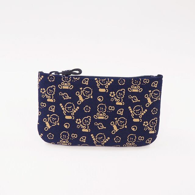 春のお花見柄 小銭入（紺革×白漆） | JIZAING×INDEN