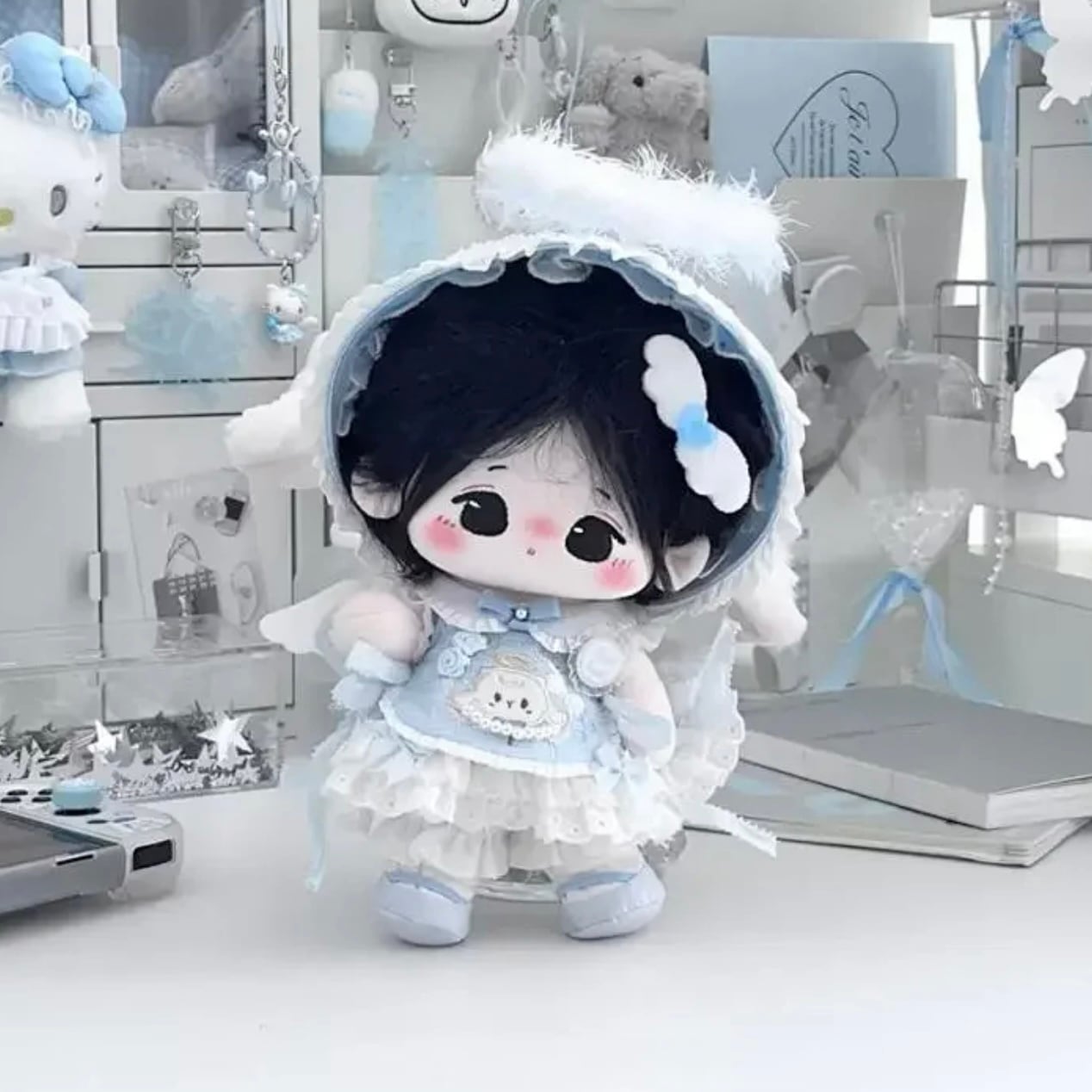 ✿10cm✿クマレインコート ぬいぐるみ服 ぬい用透明マントふわふわ