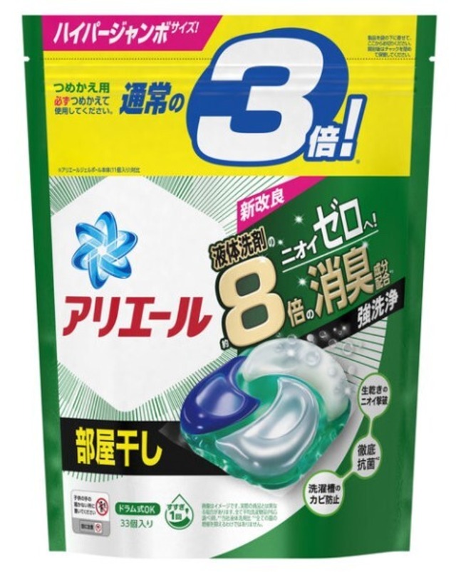 アリエール バイオサイエンス ジェルボール4D 部屋干し 詰め替え ハイパージャンボサイズ (33個入)