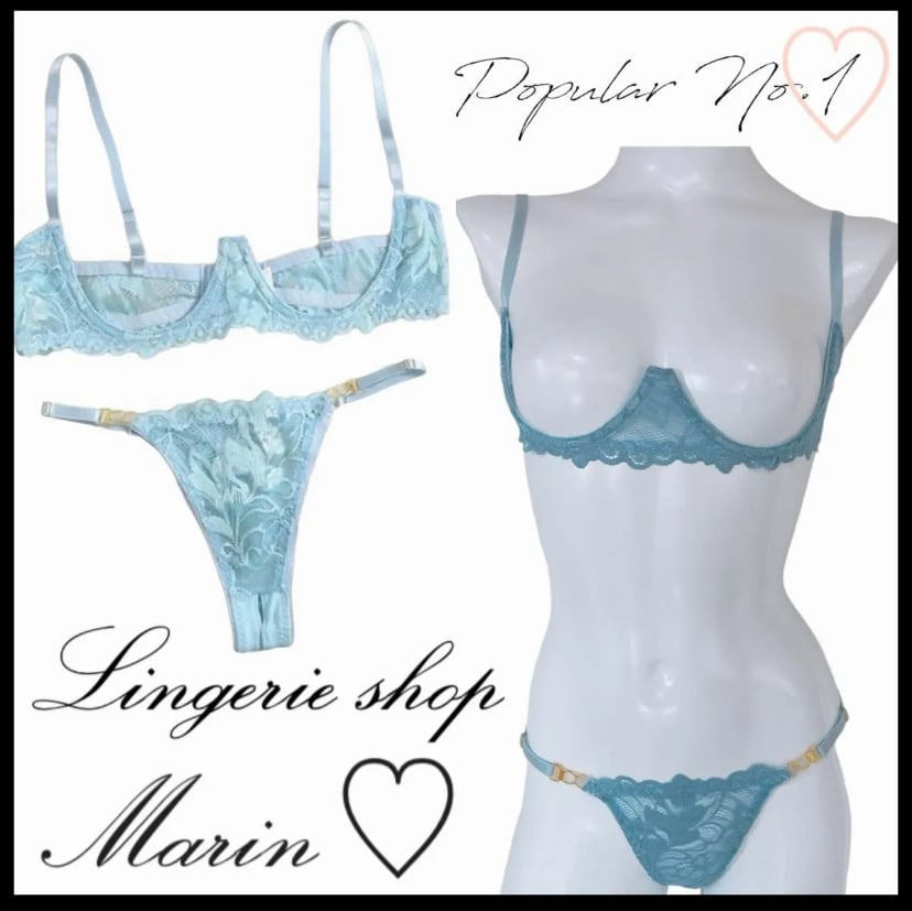 再入荷！！人気NO1♡♡BS-65/水色レースの可愛いオープンブラ&オープン