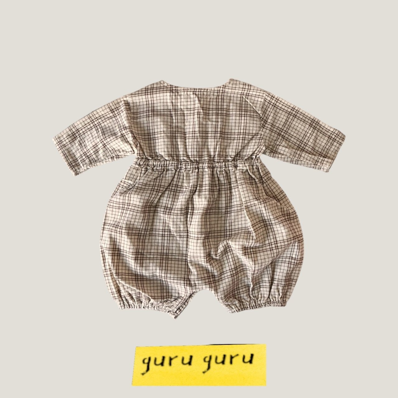 【guruguru】コーデュロイチェックロンパ アイボリー 70~90cm 241203 - 2