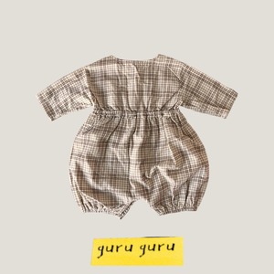 【guruguru】コーデュロイチェックロンパ アイボリー 70~90cm 241203
