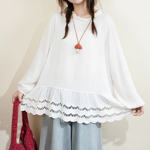 2色／裾カットワーク刺繍インナートップス ・12348