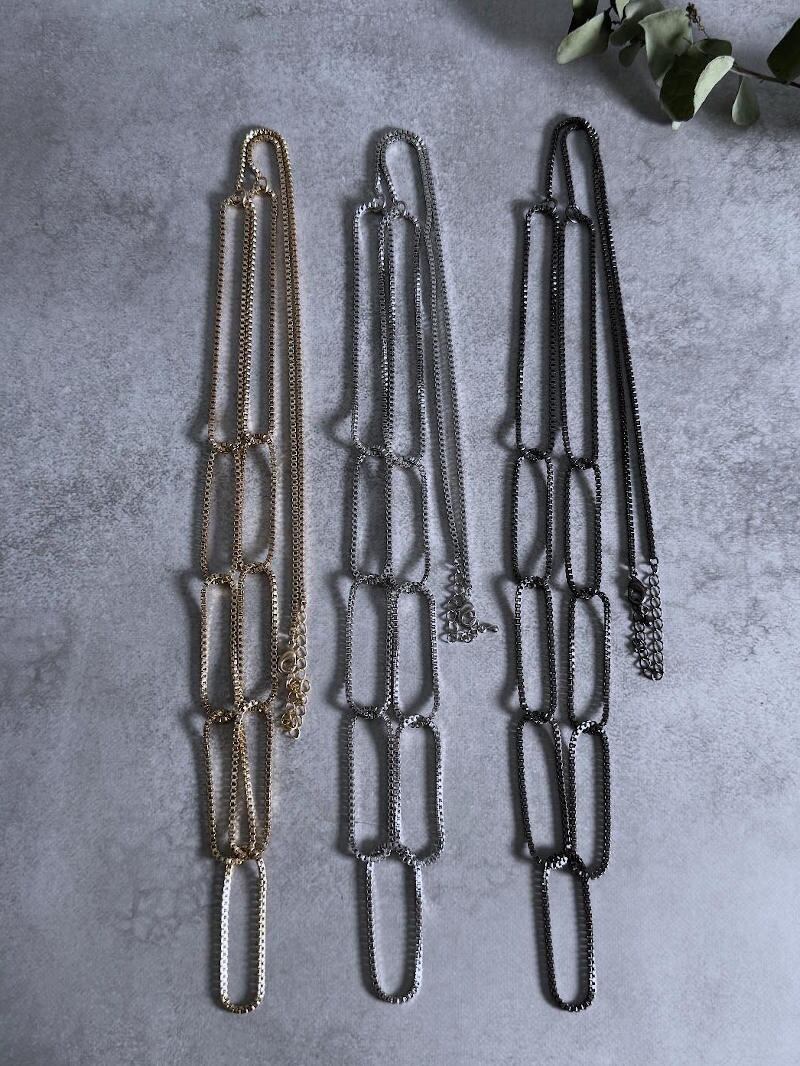 297. ayane /アヤン ロングチェーンネックレス(ゴールド、シルバー、ブラックチタニウム)(275821)