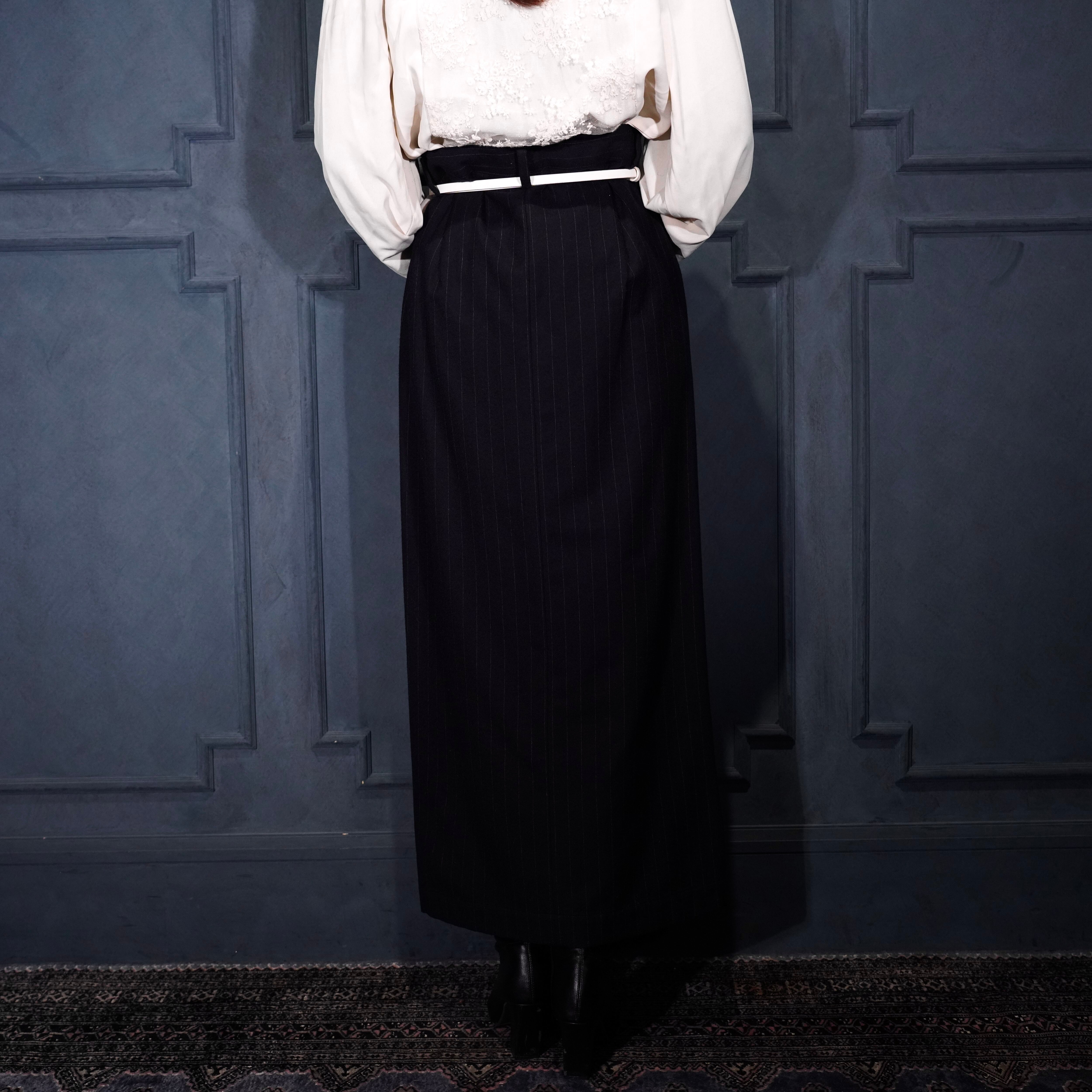 Y's YOHJIYAMAMOTO STRIPE PATTERNED WOOL LONG SKIRT/ワイズヨウジ