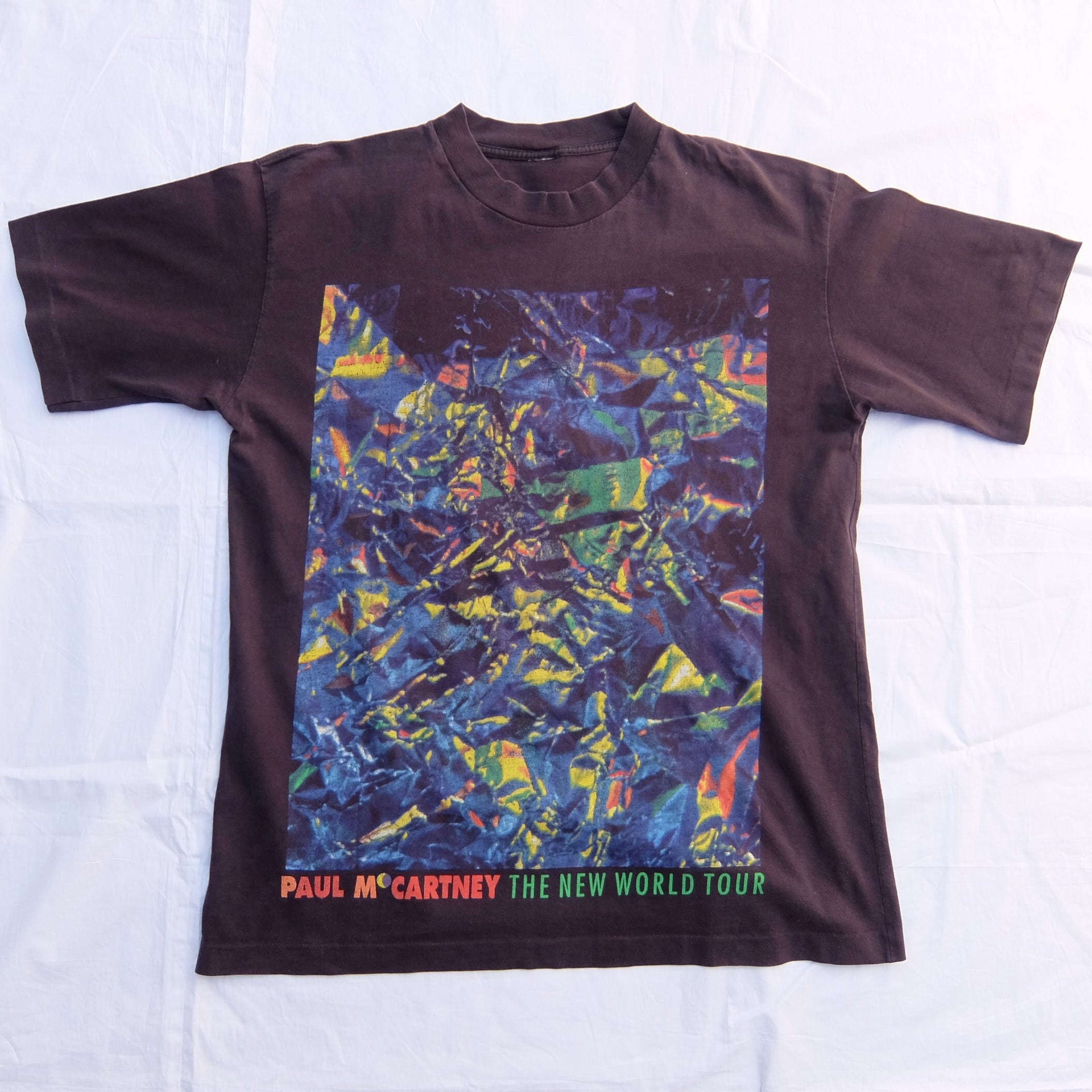 Vintage Rock Item ヴィンテージロックアイテム Tシャツ サイズ：L Paul McCartney ポール・マッカートニー THE NEW WORLD TOUR BROCKUMボディ USA製 ブロッカム アメリカ製 90s ホワイト 白 トップス 半袖 クルーネック シングルステッチ シンプル ブランド【メンズ】