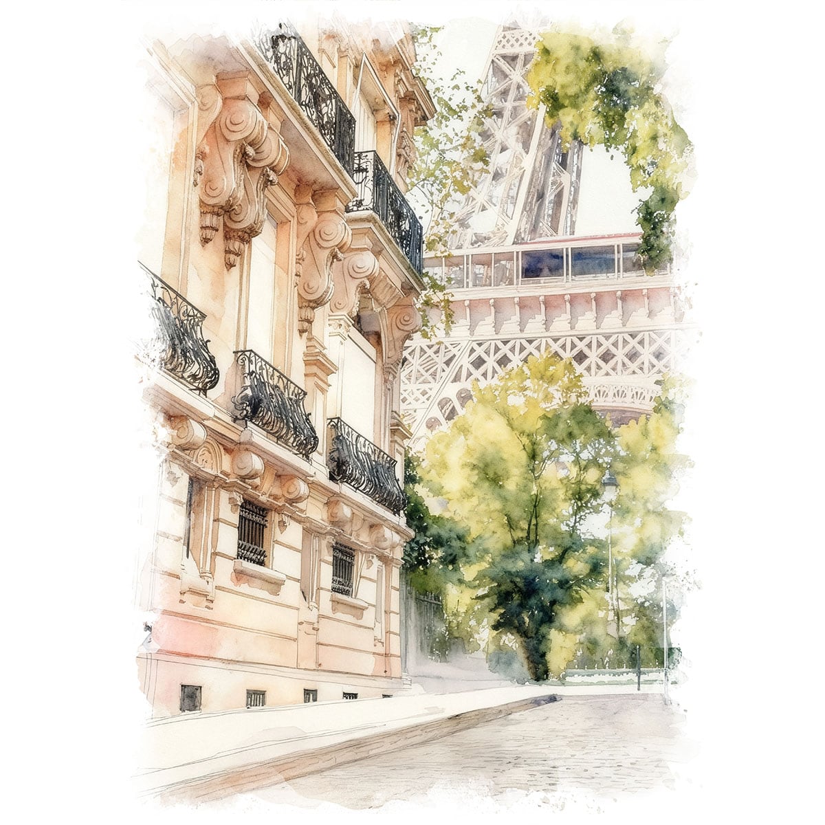 絵画 風景画(街並み) フランス パリ エッフェル塔 インテリアアート額