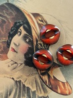 Japanese Vintage ボタン 14mm プラスチックボタン レッド系 スクウェア 昭和レトロ アクセサリーパーツ 装飾材 カルトナージュ