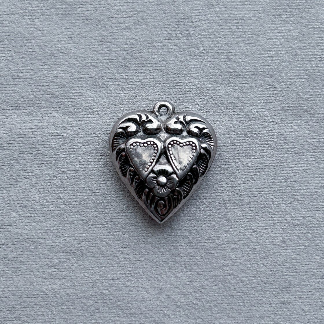 40s Sweet Heart jewelry Puffy Heart Sterling WWⅡ Forget me not 第 