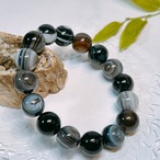 【E18460】12㎜　アイアゲート　ブラック　目玉石　ブレスレット　Eye Agate