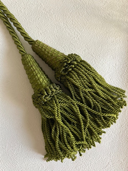 フランスVintage インテリアタッセル カーキ インテリア インテリア茶箱 カルトナージュ 撮影小物 店舗什器