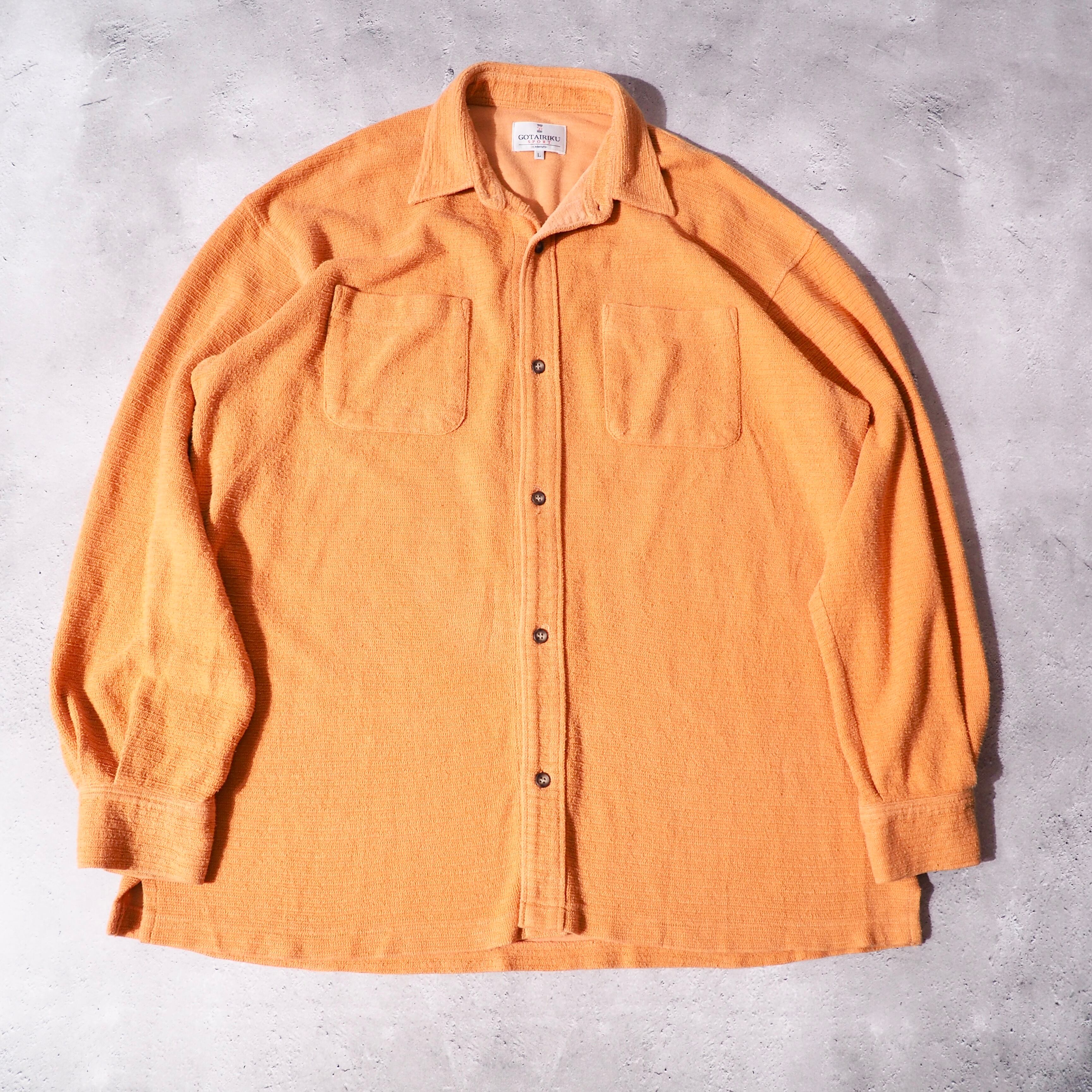 Carrot orange color soft pile fabric cotton loose shirt