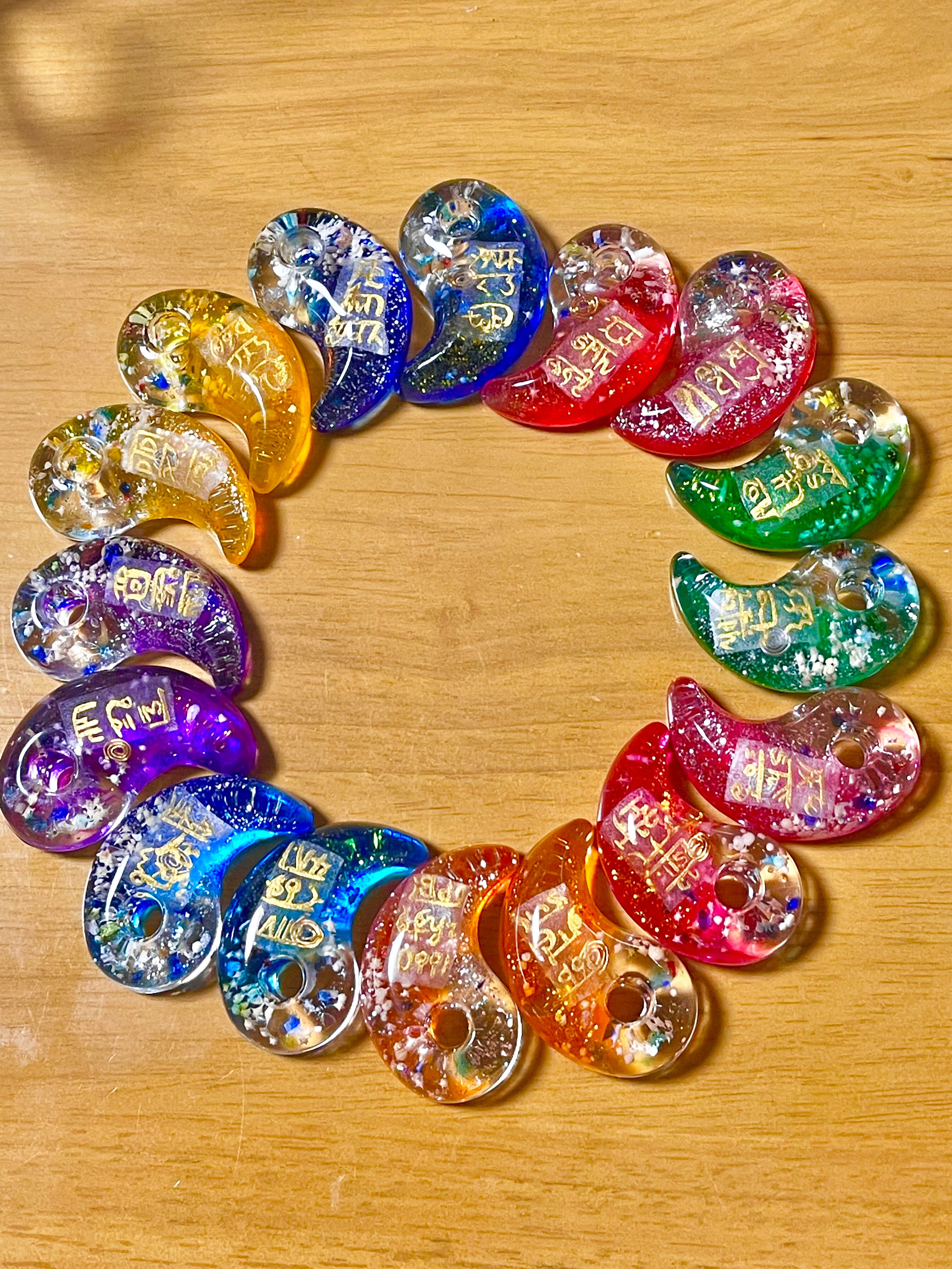 チャクラカラー対応 オルゴナイト キーホルダー琉球ガラスタイプ8