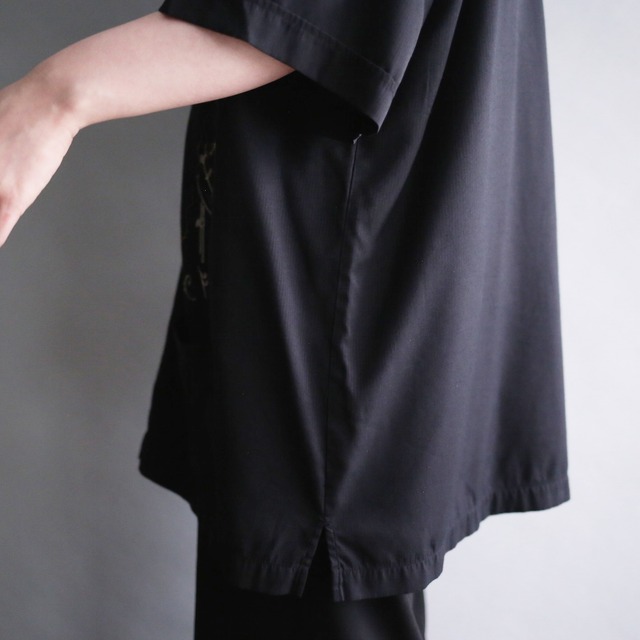 "楽器×刺繍" modern embroidery design double pocket loose h/s shirt jacket