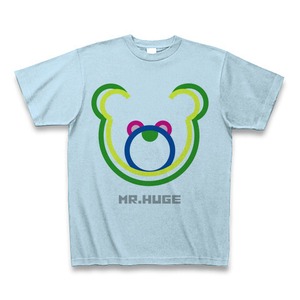 MR.HUGE DOUBLE LINE BEAR（ダブル　ライン　ベア）PRINTED Tシャツ　ライトブルー×グリーン