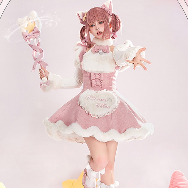 クリスマス 即納 現品限り 量産型 ふわふわ アイドル衣装 ジャンスカ ワンピース  天使の羽