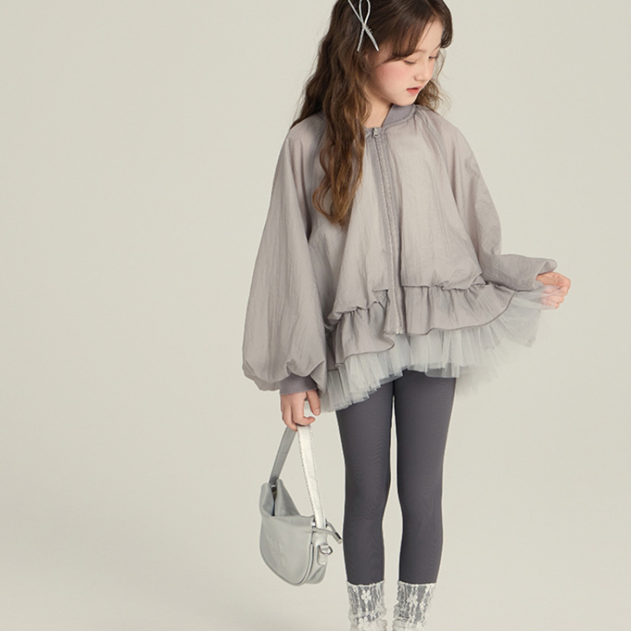 秋ダークグレーレギンス