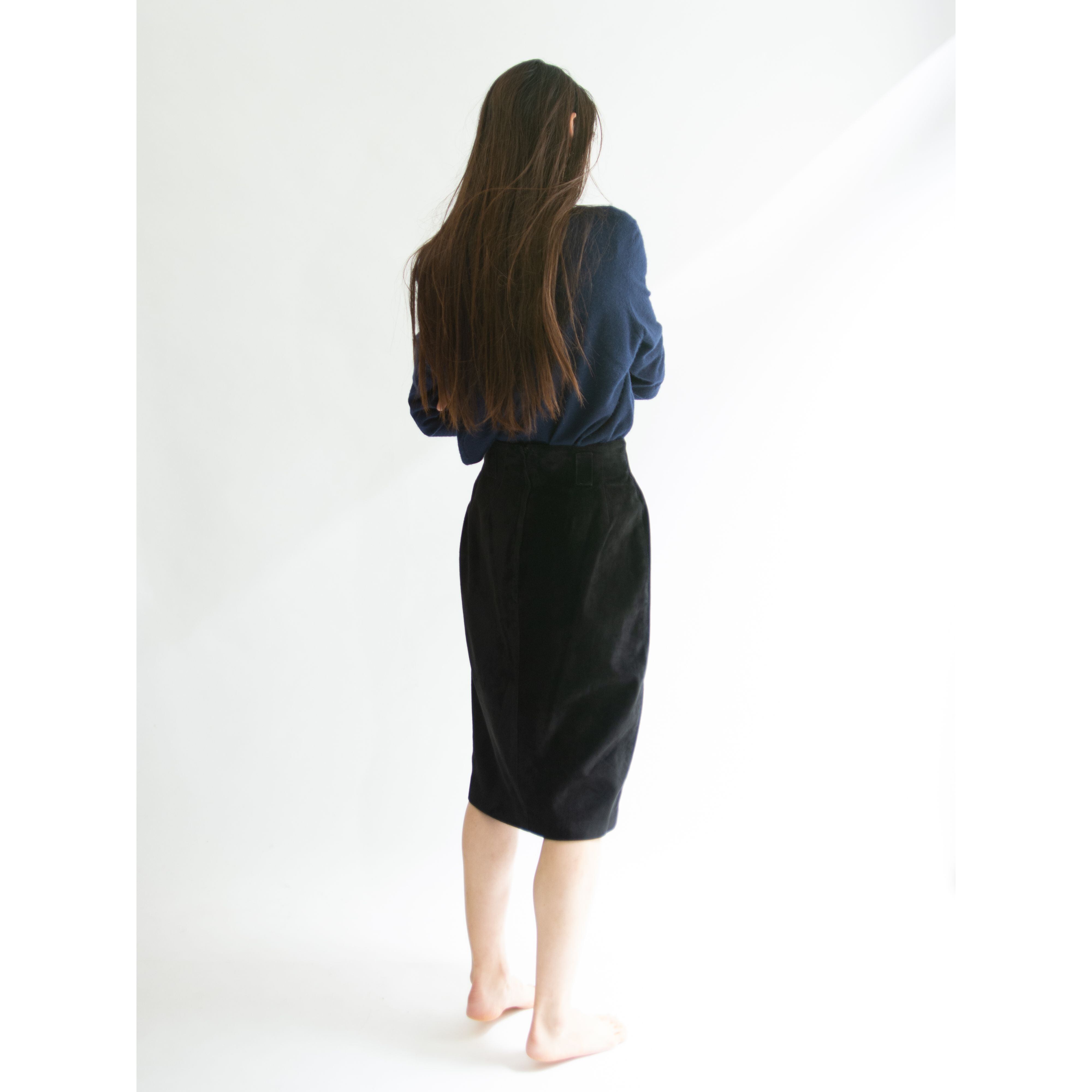 【JEAN-LOUIS SCHERRER】Made in France 70-80's suede leather skirt（ジャンルイ シェレル フランス製スエードレザースカート）11b