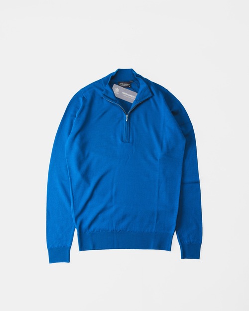-Dead Stock- [1990s] "JOHN SMEDLEY" Extra Fine Merino Wool Half-Zip Knit Pullover (Made in Great Britain)