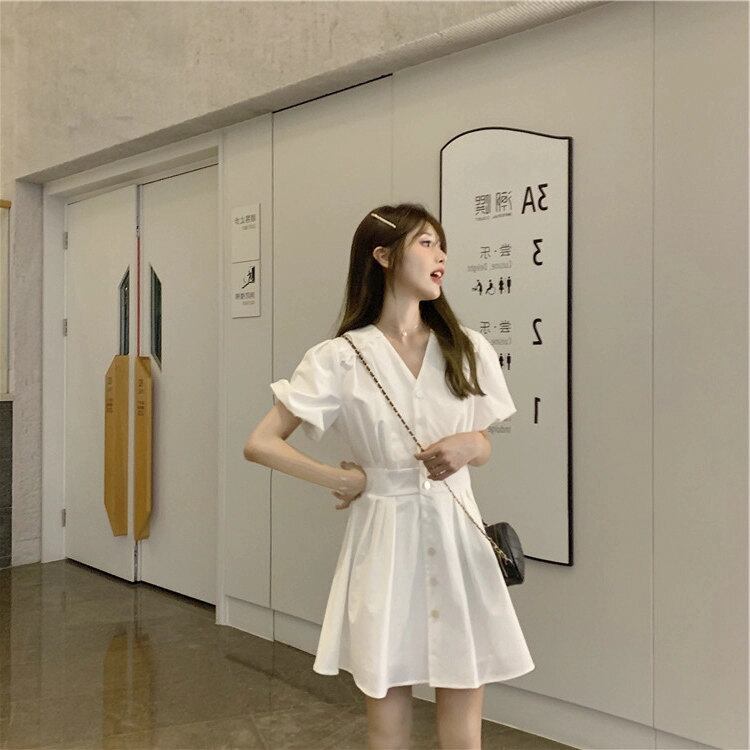 ワンピース ワンピドレス ショート ショート丈 膝上 袖あり 半袖 V